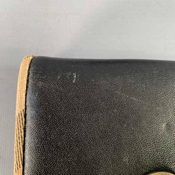 BURBERRY Black Faux Leather Check Trim Wallet - Picture 6 of 8